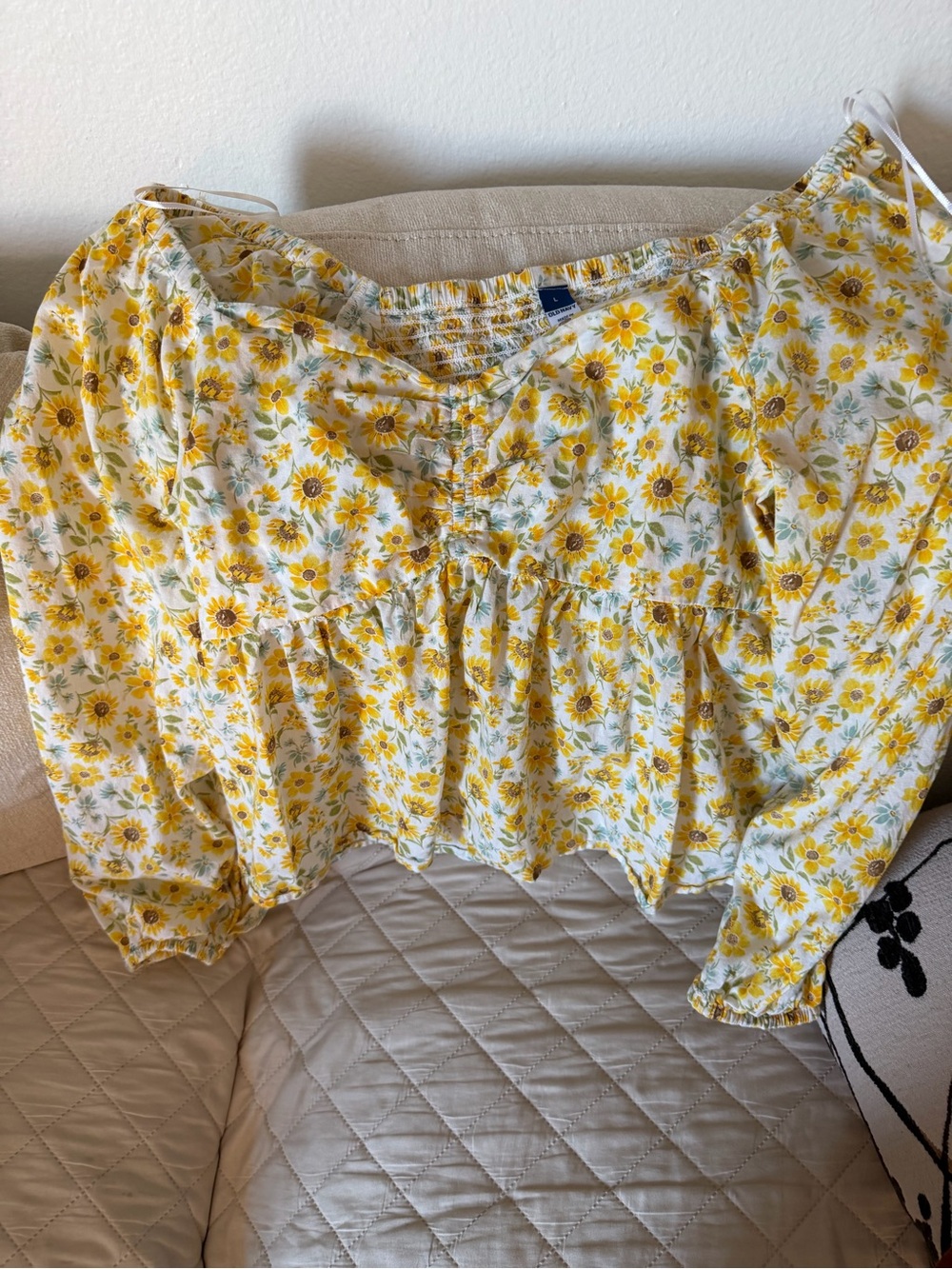 Old Navy Yellow Sunflower Peasant Blouse